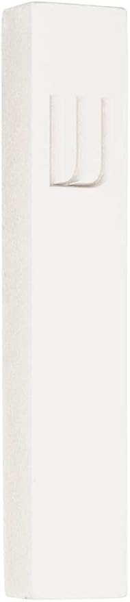 A&S Mezuzot Modern Concrete Mezuzah Case with Scroll, Easy Peel and Stick Mezuza (White+ Engraved Shin, 5 Inches)
