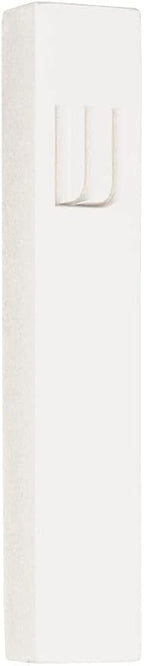A&S Mezuzot Modern Concrete Mezuzah Case with Scroll, Easy Peel and Stick Mezuza (White+ Engraved Shin, 9 Inches)