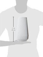Bloomingville Tall White Ceramic Fluted Vase