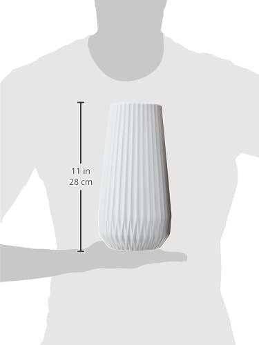 Bloomingville Tall White Ceramic Fluted Vase