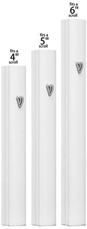 A&S Mezuzot Alumium Mezuzah Case in Silver Shin Design Weatherproof Door Mezuza Judaica Art for Home Blessing (White, 7 Inches)