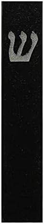 A&S Mezuzot Quartz Mezuzah Case with Engraved Shin Design Easy Peel and Stick Judaica Door Mezuza (Black Quarts, 7 Inches)