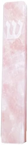 A&S Mezuzot Quartz Mezuzah Case with Engraved Shin Design Easy Peel and Stick Judaica Door Mezuza (Pink, 5 Inches)
