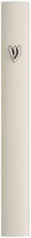 A&S Mezuzot Alumium Mezuzah Case in Silver Shin Design Weatherproof Door Mezuza Judaica Art for Home Blessing (Ivory, 5 Inches)