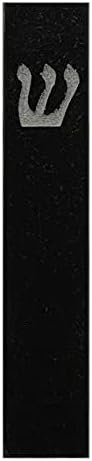 A&S Mezuzot Quartz Mezuzah Case with Engraved Shin Design Easy Peel and Stick Judaica Door Mezuza (Black Quarts, 5 Inches)