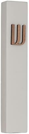 A&S Mezuzot Modern Concrete Mezuzah Case with Scroll, Easy Peel and Stick Mezuza (Grey+ Wood Shin, 11 Inches)