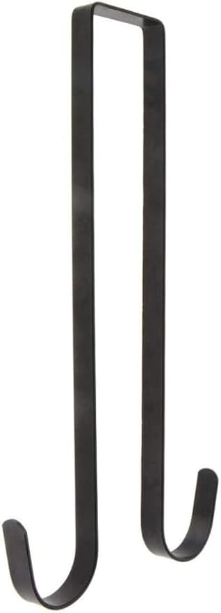12 Inch Double Sided Wreath Hanger - Over The Door Metal Hook for Christmas - Holds 2 Wreaths - Premium Sturdy Black Metal