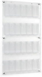 Displays2go Acrylic Brochure Rack, Wall-Mount, 4-Tiered, 12 to 24 Adjustable Pockets - Clear (2RP12CLR)