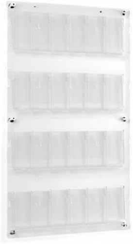 Displays2go Acrylic Brochure Rack, Wall-Mount, 4-Tiered, 12 to 24 Adjustable Pockets - Clear (2RP12CLR)
