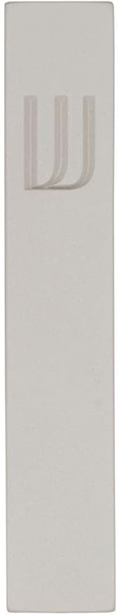 A&S Mezuzot Modern Concrete Mezuzah Case with Scroll, Easy Peel and Stick Mezuza (Grey+ Engraved Shin, 5 Inches)