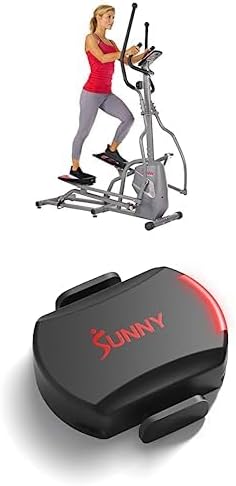 Bundle of Sunny Health & Fitness Magnetic Elliptical Trainer Machine w/Tablet Holder, LCD Monitor, 220 LB Max Weight SF-E3810 + Sunny Health & Fitness Exercise Cycling 2-in-1 Advanced Cadence Sensor