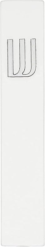 A&S Mezuzot Modern Concrete Mezuzah Case with Scroll, Easy Peel and Stick Mezuza (White+ Silver Shin, 11 Inches)