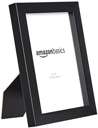Amazon Basics Rectangular Photo Picture Frame, 5" x 7", Pack of 5, 8.31 x 6.30 inches, Black