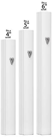 A&S Mezuzot Alumium Mezuzah Case in Silver Shin Design Weatherproof Door Mezuza Judaica Art for Home Blessing (White, 5 Inches)