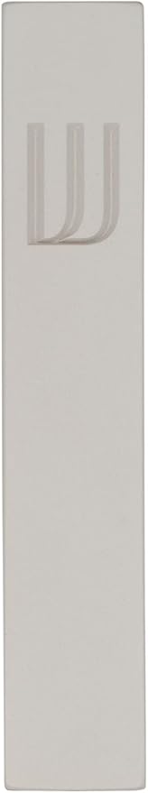 A&S Mezuzot Modern Concrete Mezuzah Case with Scroll, Easy Peel and Stick Mezuza (Grey+ Engraved Shin, 7 Inches)