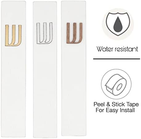 A&S Mezuzot Modern Concrete Mezuzah Case with Scroll, Easy Peel and Stick Mezuza (White+ Gold Shin, 6 Inches)