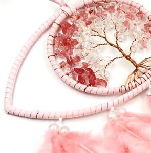 Pink Evil Eye Life of Tree Dream Catcher Wall Decor, DreamCatchers Wall Hanging Ornaments for Bedroom Home Decor Festival Gift