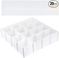20PCS DIY Plastic Grid Drawer Dividers, Large Adjustable Drawer Storage Organizer (38cmx11cm) for Clutter Kitchen Cutlery Dresser Makeup Tools Socks Can Help Tidy Office Desk Clinic Bedroom