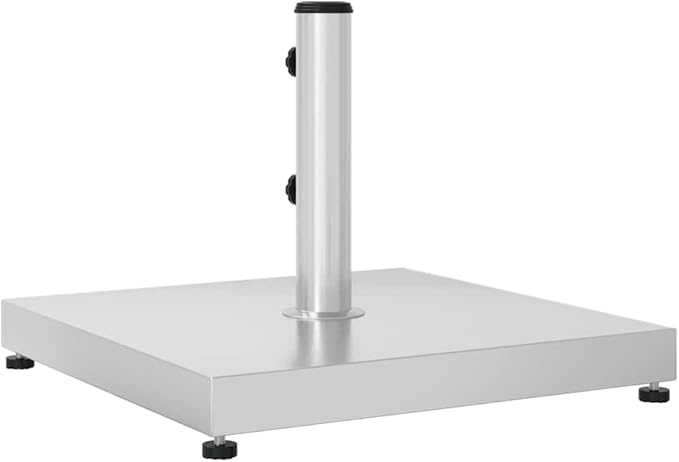 Stainless Steel Concrete Filled Umbrella Base, 61.7 lb Square Parasol Stand with Tightening Knob, Fits 1.3", 1.5", 1.9" Poles, 3 Adaptors Included