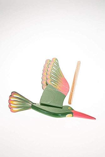 WitnyStore 18" Green Pink Toucanet Wooden Flying Bird Mobile Kinetic Hanging Sculpture for Adult Collectors Handcrafted Room Decoration Display Art Dynamic Overhead Ornament