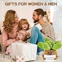 DAFURIET Mini Funny Crochet Succulent, 3 inch Knitted Wool Doll with Card for Cheer Up Gifts and Party Decorations, Cute Wool Crochet Doll for Mother’s Day Easter Birthday Gifts (Succulent Plant)