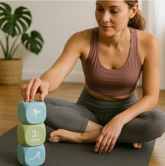 Yoga Dice Set – Accessories for Women Game for Kids & Adults – 6 Foam Dice with 12 Mixed Poses – Perfect for Yoga Class, Home Workouts, Group Activities, and Mindfulness Practice.