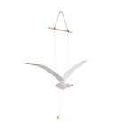 Soaring Seagulls Hanging Mobile Wing Wood Flying Seagull Decor Ceiling Pendant Home Nautical Wall Decoration Easy to Use White