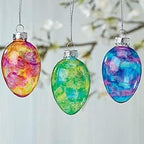 Lillian Vernon Stained Glass Egg Blown Glass Easter Ornaments - Handcrafted Hanging Tree Decorations, Stained Glass Easter Egg Holiday & Party Decor, 2 in, Assorted, 12-Piece Set
