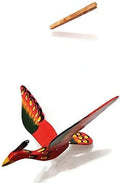 WitnyStore 24" Red Crested Wooden Flying Bird Mobile Kinetic Hanging Sculpture for Adult Collectors Handcrafted Room Decoration Display Art Dynamic Overhead Ornament