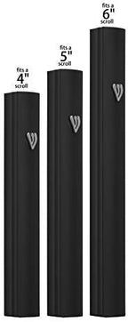 A&S Mezuzot Alumium Mezuzah Case in Silver Shin Design Weatherproof Door Mezuza Judaica Art for Home Blessing (Black, 5 Inches)
