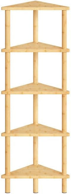 HOOBRO Corner Shelf Stand, 5-Tier Bamboo Corner Bookshelf, Plant Display Shelf, Corner Bookcase, Multipurpose Shelving Unit for Small Space, Living Room, Easy Assembly, Natural YL20CJ01