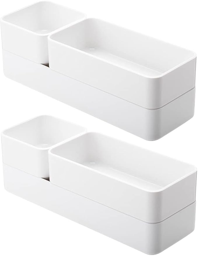 RAUVOLFIA Plastic Drawer Organizers Set, 3-Size Versatile Bathroom and Vanity Drawer Organizer Trays, Storage Bins for Makeup, Bedroom, Kitchen Gadgets Utensils and Office