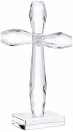 YWHL Crystal Standing Cross Decor, Religious Easter Gifts for Women Men, Handmade Glass Holy Cross Collectible Figurines for Home Decoration, Christmas Decoration for Pary