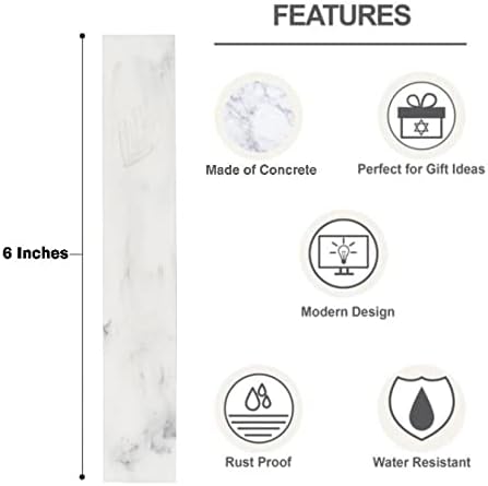 A&S Mezuzot Modern Concrete Mezuzah Case with Scroll, Easy Peel and Stick Mezuza (Marble, 6 Inches)