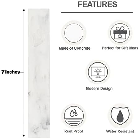 A&S Mezuzot Modern Concrete Mezuzah Case with Scroll, Easy Peel and Stick Mezuza (Marble, 7 Inches)