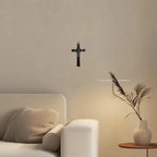 BONITTER Antique Silver Crucifix Wall Cross-St. Benedict Metal Wall Art-5.0 InchX2.7 Inch Black White Brown Enamel Give Blessing and The Spiritual Sacred:Faith Gift for your Acquaintances (Brown)