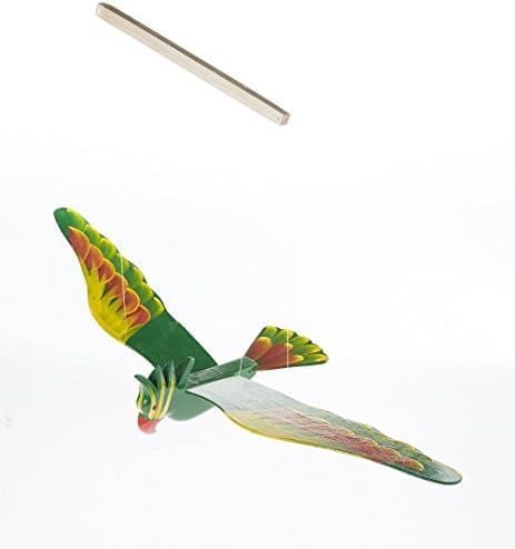 WitnyStore 18" Green Yellow Cockatoo Wooden Flying Bird Mobile Kinetic Hanging Sculpture for Adult Collectors Handcrafted Room Decoration Display Art Dynamic Overhead Ornament