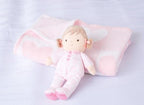 Little Me Plush 11 inch Baby Doll with Rattle, Brigitte (Floral Damask, Pink)