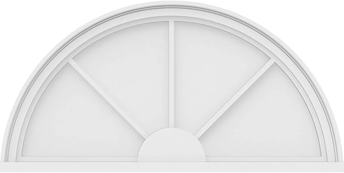 34"W x 17"H x 2"P Half Round 3 Spoke Architectural Grade PVC Pediment