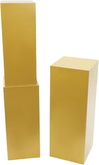 3 PCS Display Pedestal Stand, Metal Display Pedestal Stands Decoration Cube Sculpture Displays Column Square Displays Stands Pillars for Wedding Party Baby Shower Birthday (Gold, 3PCS)