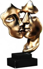 Couples Kiss Sculpture,Gold Thinker Resin Statue Ornaments,Silence is Gold Abstract Art Figurine,Abstract Style Sculptures,Living Room Desk Decorations,Bookshelf Decorative Objects
