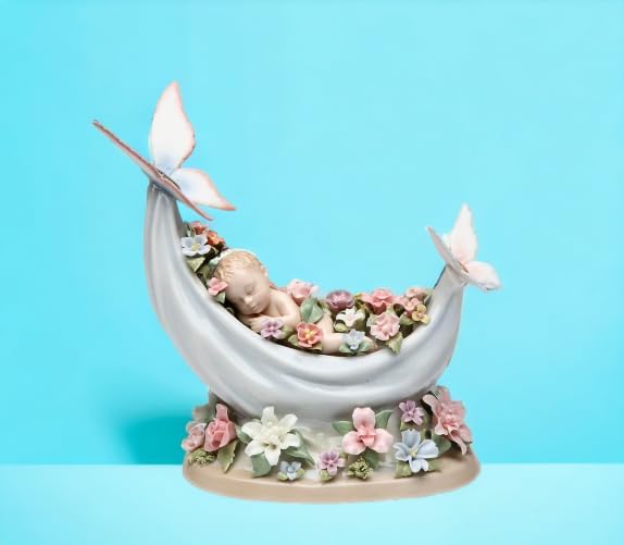 Cosmos Gifts 80090 Fine Porcelain Sleeping Fairy Baby with Butterflies Musical Music Box Figurine (Tune: Beautiful Dreamer), 7-1/2" L