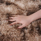Runner Rugs for Bedroom, 2x6 Fluffy Throw Area Rug Non Slip for Bedside Dorm Hallways, Long Soft Shag Carpet for Nursery Living Room, Tie-Dyed Brown