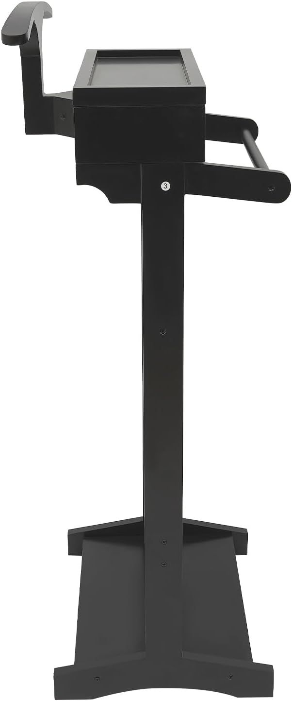 Valet Stand for Man and Women, Wood Suit Rack Suit Valet Stand with Top Tray, Storage Drawer, Bottom Shoe Rack, Freestanding Clothes Rack for Living Room, Entryway, Bedroom, Office, Black (Black)