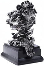 H&W Sandstone Lion Figurines - The King of Beasts - Statue Decoration for Home/Study/Living Room, Great Collectible Figurines, Best Gift for The Man, Silver Color (HH17-D3)