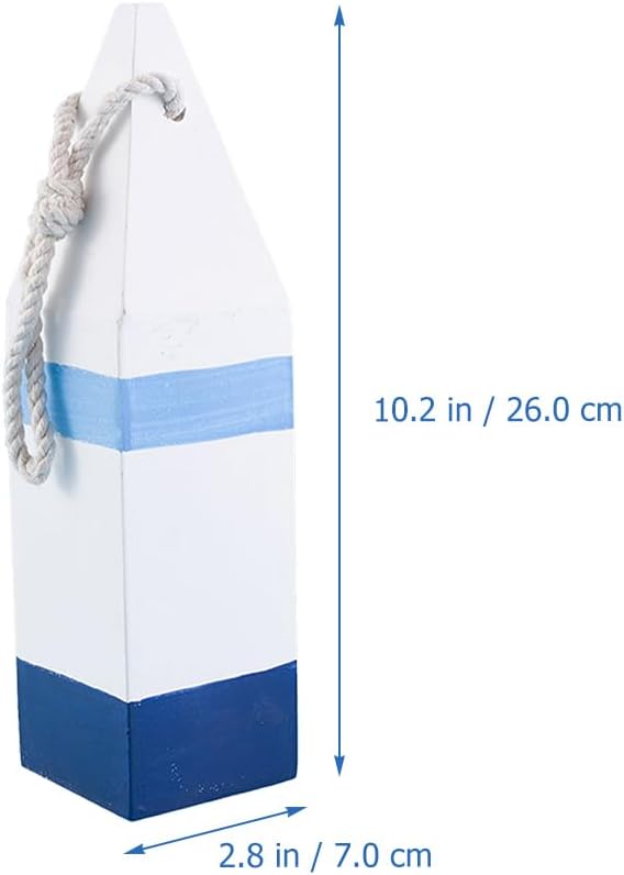 Mediterranean Buoy Ornaments 2 Pack Wooden Buoy Pendants Nautical Themed Wall Decor for Beach House Bedroom Bathroom Fishing Party Decoration 2.75X2.75X10.23In