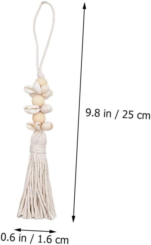 Pastoral Wooden Beads String with Shells and Tassels Creative Boho Decor for Home Beach Inspired Rustic Touch Versatile Hanging Garland for Walls Windows