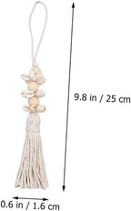 Pastoral Wooden Beads String with Shells and Tassels Creative Boho Decor for Home Beach Inspired Rustic Touch Versatile Hanging Garland for Walls Windows