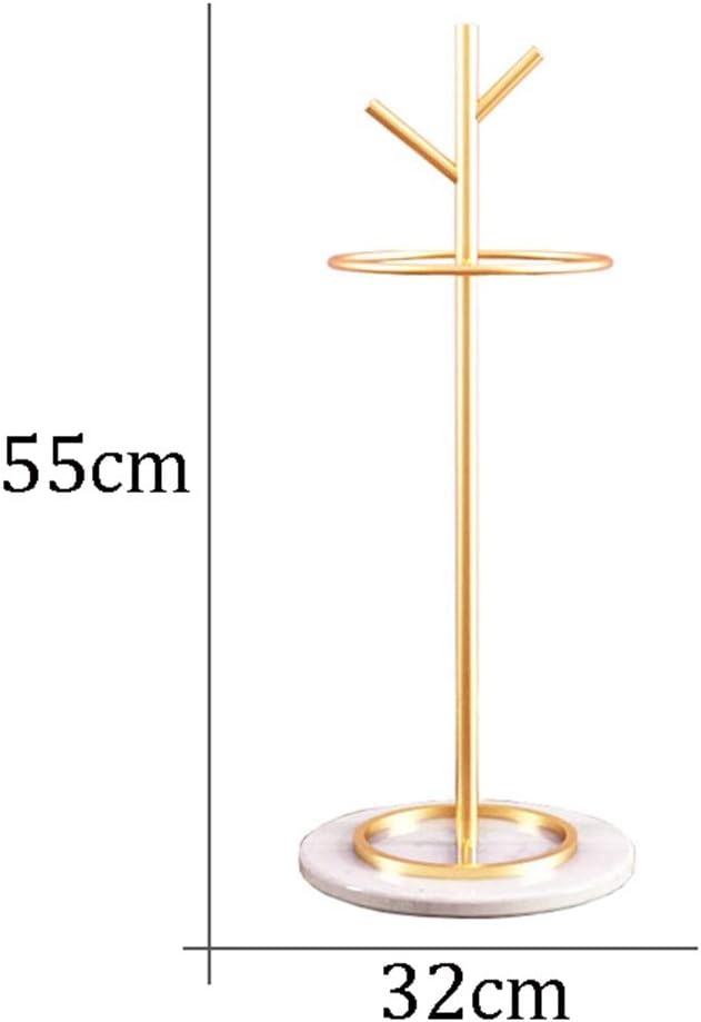 WXYZ Golden Umbrella Stand with Branch Shape, Creative Wrought Iron Umbrella Barrel with Solid Marble Base, Decorative Ornaments 32x55cm (Color : Gold+Black)