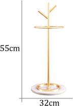 WXYZ Golden Umbrella Stand with Branch Shape, Creative Wrought Iron Umbrella Barrel with Solid Marble Base, Decorative Ornaments 32x55cm (Color : Gold+White)